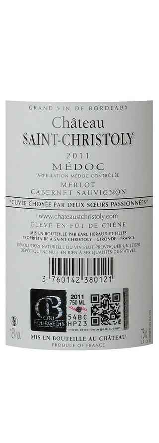 France - Frankrijk | Bordeaux Medoc Cru Bourgeois | Château Saint Christoly 2011 Rouge 