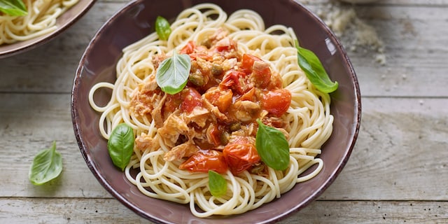 Spaghetti met tonijn en kerstomaten