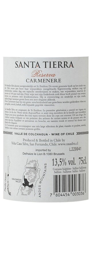 Chili | Colchagua Valley | Santa Tierra Reserva Carmenere Rood 