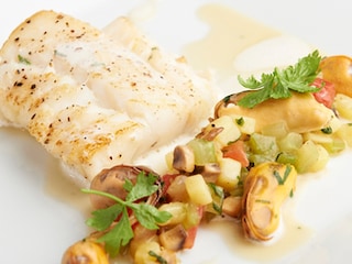 Cabillaud au céleri vert et aux moules de Zélande