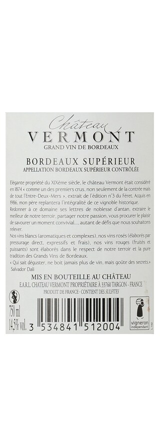 France - Frankrijk | Bordeaux - Bordeaux Supérieur | Château Vermont Réserve 15 Rood 