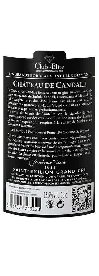 FR BORDEAUX SAINT EMILION GC | Château de Candale 2012 | Caisse Bois 