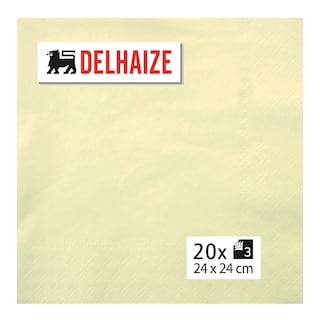 * | Servetten | 3 lagen | crème | 24x24cm 