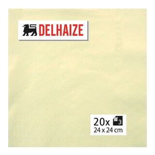 * | Servetten | 3 lagen | crème | 24x24cm 