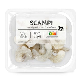Delhaize | Scampis | Crus | Décortiqués | Nature 185 gr