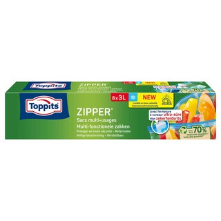 Toppits | Huishoudzakken | Zipper | 3l 8 st