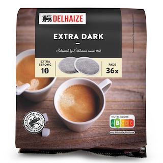 Delhaize | Koffie | Extra dark | 36pads 