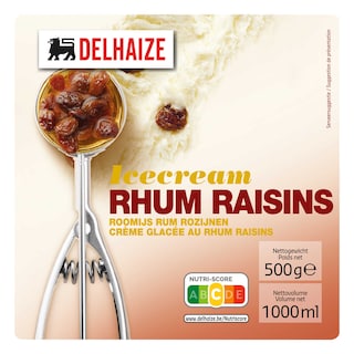 Delhaize | Crème glace | Rhum raisins 