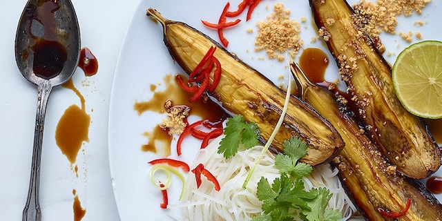 Gekaramelliseerde aubergines