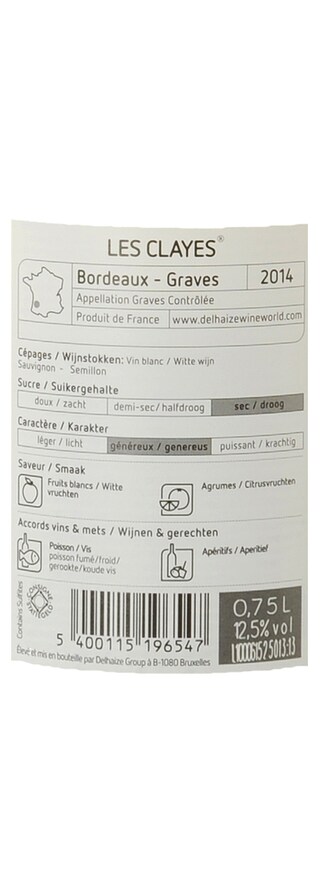 FR BORDEAUX GRAVES | Les Clayes blanc 2014 