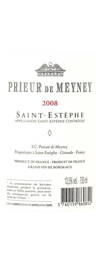 France - Frankrijk | Bordeaux Saint Estèphe | Prieur Meyney 2008 