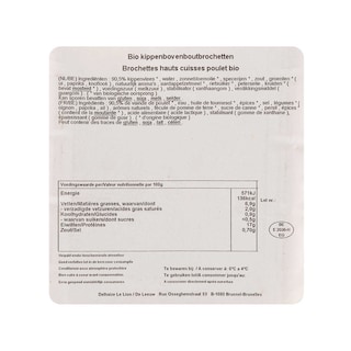 Delhaize | Bio | Kippenbovenbout brochette gemarineerd | Bio 