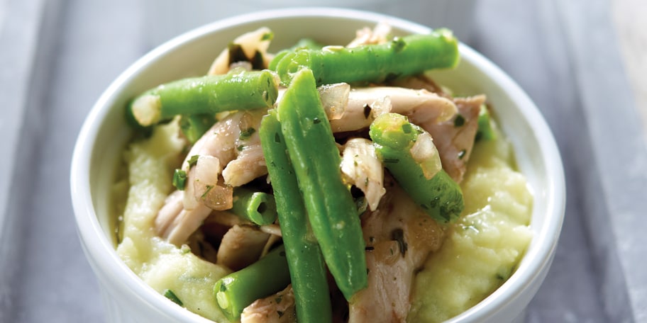 Aardappeltaartje met fricassee van kip