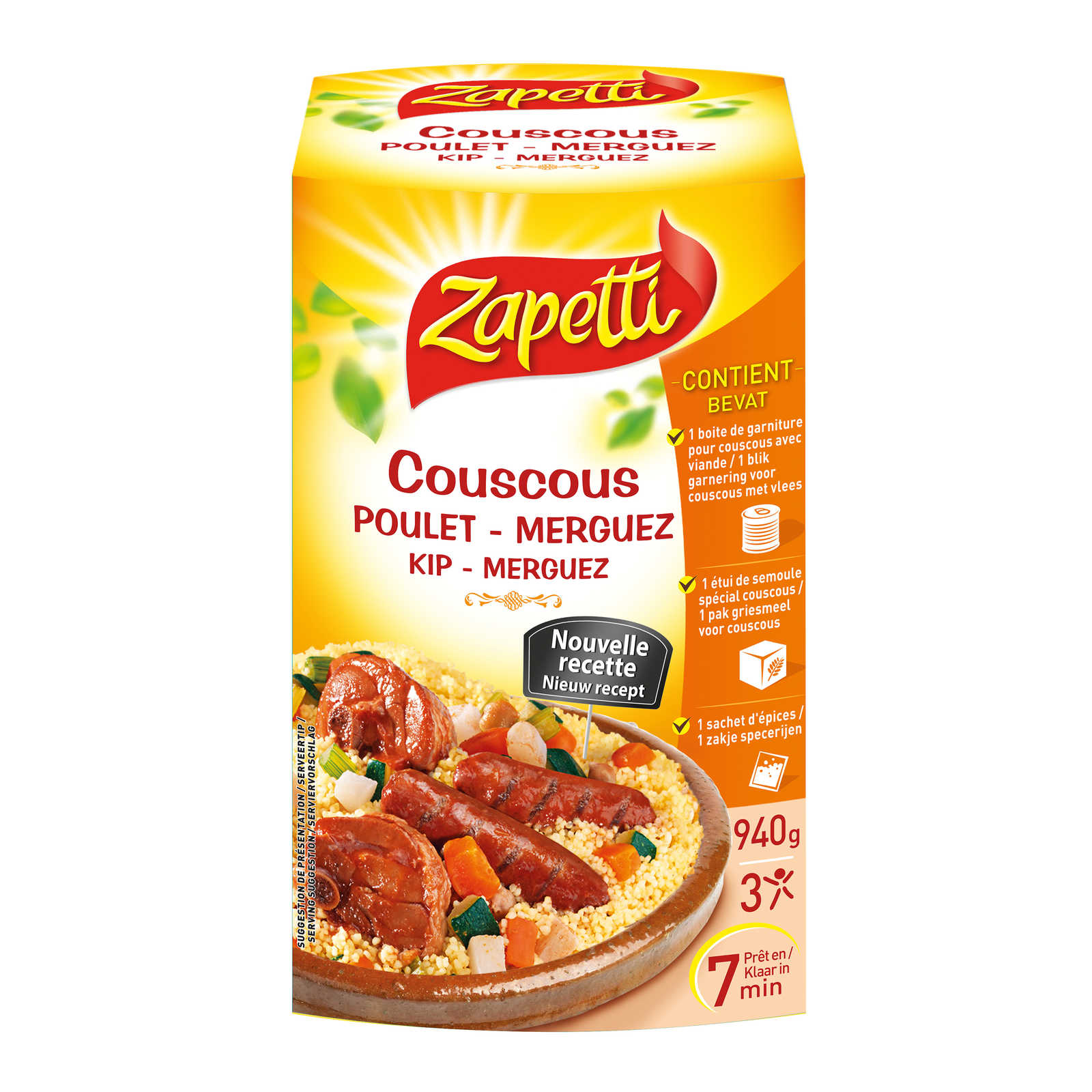 Zapetti Couscous Marocaine Poulet Merguez 940 gr Delhaize