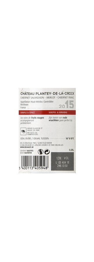 France - Frankrijk | Bordeaux - Haut Médoc | Château Plantey de la Croix 2015 Rouge 