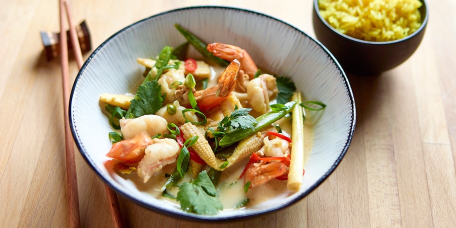 Cocotte de scampi au thé mangue-coco