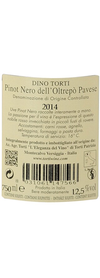 Italie - Italië | Oltrepo Pavese - Lombardia DOC | Torti Dino Pinot Nero Rood 