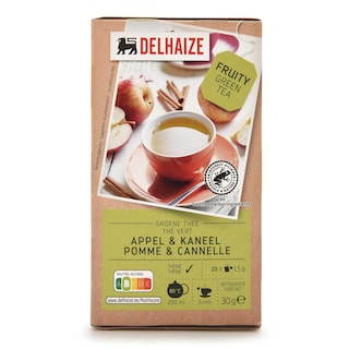Delhaize | Thee | Groen | Appel | Kaneel | Zakjes 
