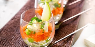 Verrine van gerookte zalm en groene appel