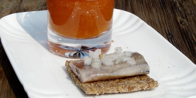 Gaspacho de melon tandoori et toast de maatjes