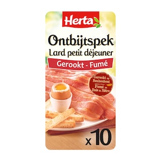 Herta | Ontbijtspek Gerookt | 10 sneden 100 gr