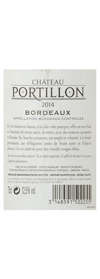 France - Frankrijk | Bordeaux Bordeaux AC | Château Portillon 2014 