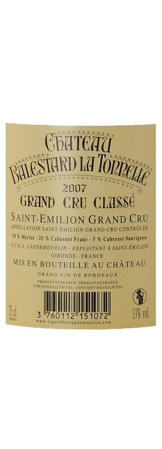 FR BORDEAUX SAINT EMILION | Château Balestard la Tonnelle 2007 
