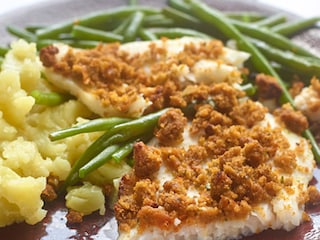 Pangasius met crumble van gedroogde tomaten