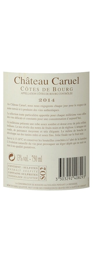 France - Frankrijk | Bordeaux Côtes de Bourg | Château Caruel 2014 