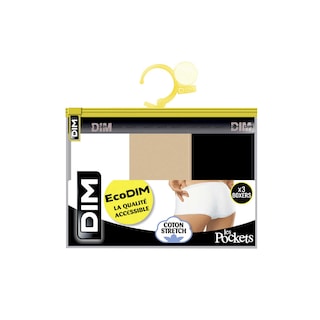 Dim | EcoDIM | Boxers coton | blanc/peau/noir | 40/42 