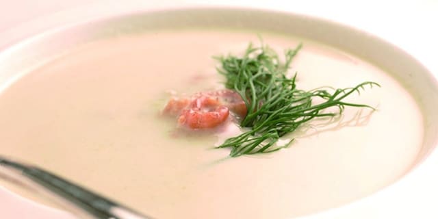 Velouté van grijze garnalen met venkel