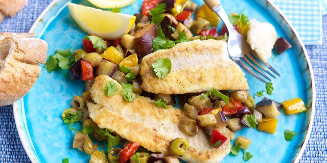 Roodbaarsfilet en caponata “à la minute” met sinaasappel