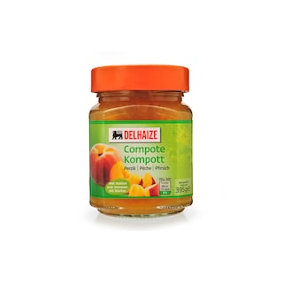 Delhaize | Compote | Pêches | Morceaux | Bocal 