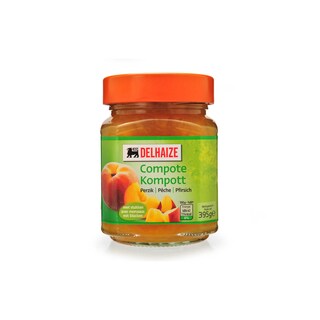 Delhaize | Compote | Perziken | Stukken | Bokaal 