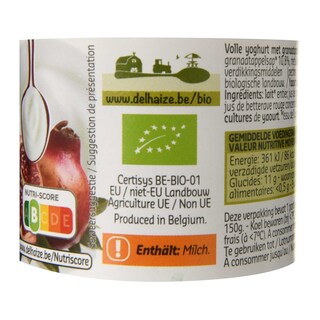 Delhaize | Bio | Grenadine | Yaourt entier 