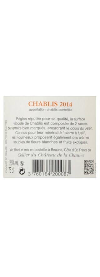FR BOURGOGNE CHABLIS | Bourgogne - Chablis AC | Château de la Chaume 2014 Wit 