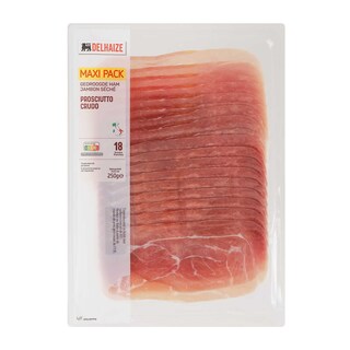 Delhaize | Jambon cru | Italien | Tranches | Maxi pack 250 gr