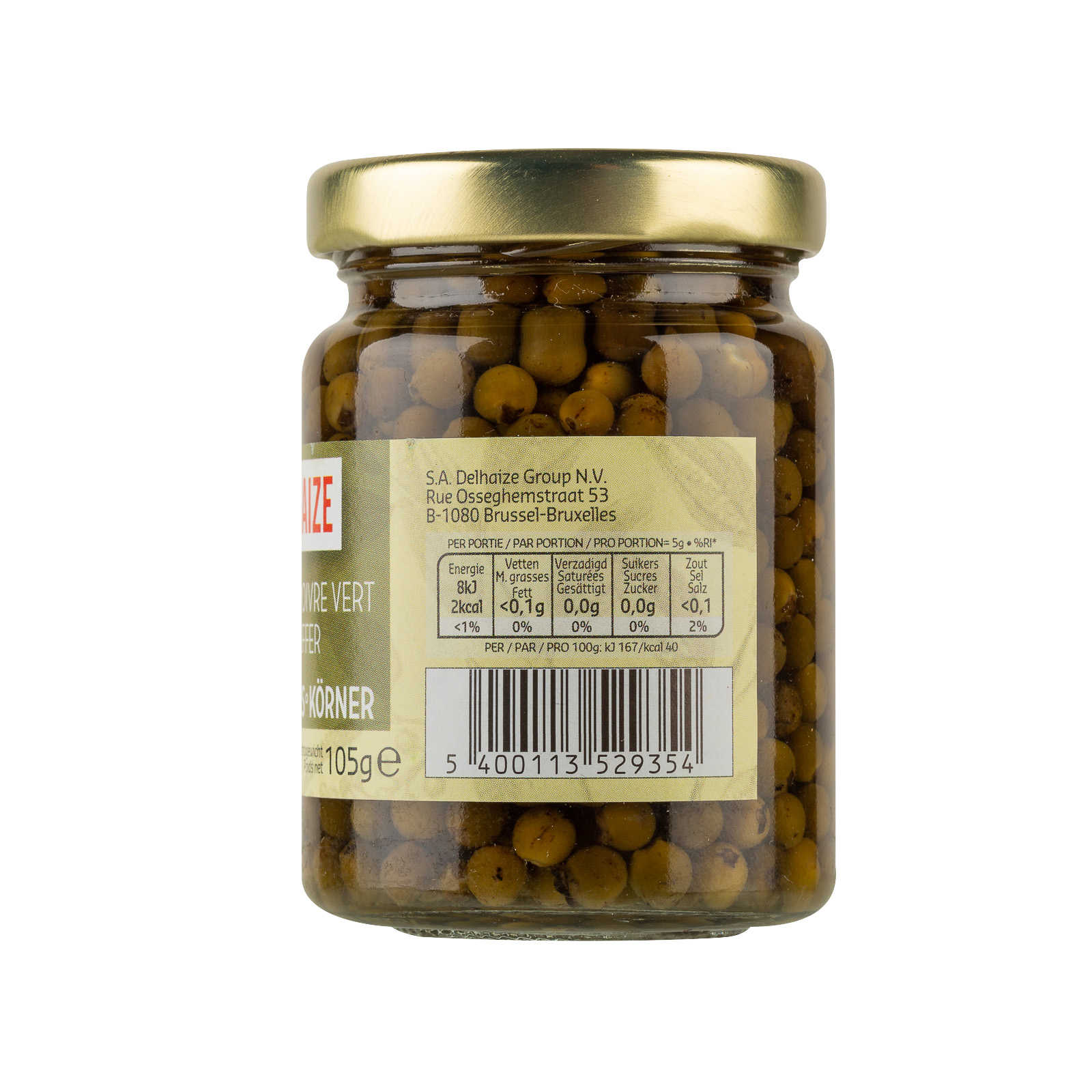 Delhaize, Poivre, Vert, Saumure, 60 gr