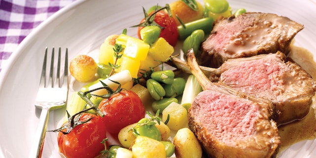 Lamskroon met primeurgroenten