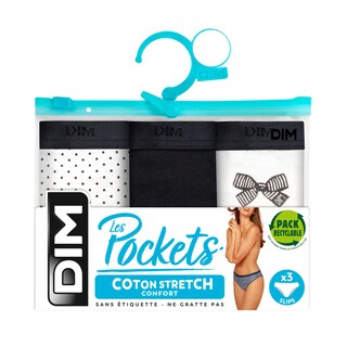 Dim | Paris | Slips Pocket Coton | Noeud noir | 36/38 
