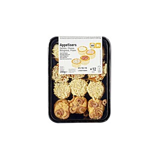 365 | Delhaize | Aperitiefhapjes | Zalm-Kaas-Bolognese-Garnaal 
