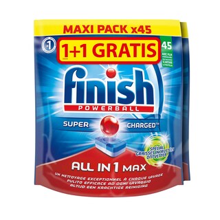 Finish | Tabs lave-vaisselle | All in 1 | Degraissant | 1+1 gratuit 