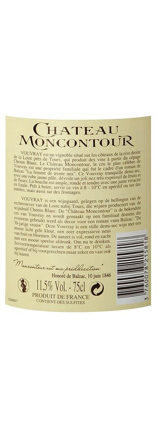 France - Frankrijk | Loire - Vouvray | Château Moncontour Vouvray 1/2 Sec 15 Blanc 