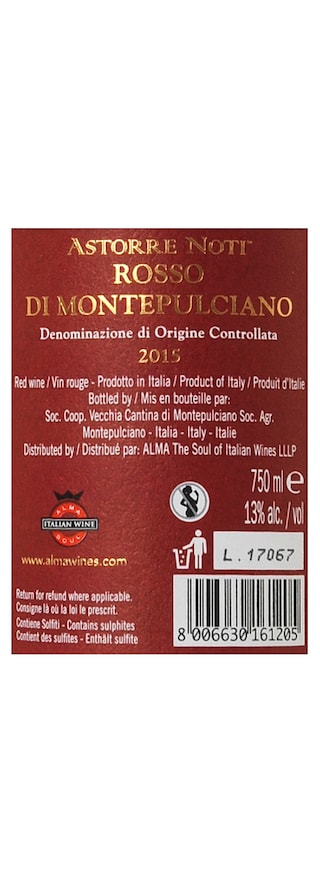 Italie - Italië | Toscana | Astorre Noti Rosso di Montepulciano 2016 