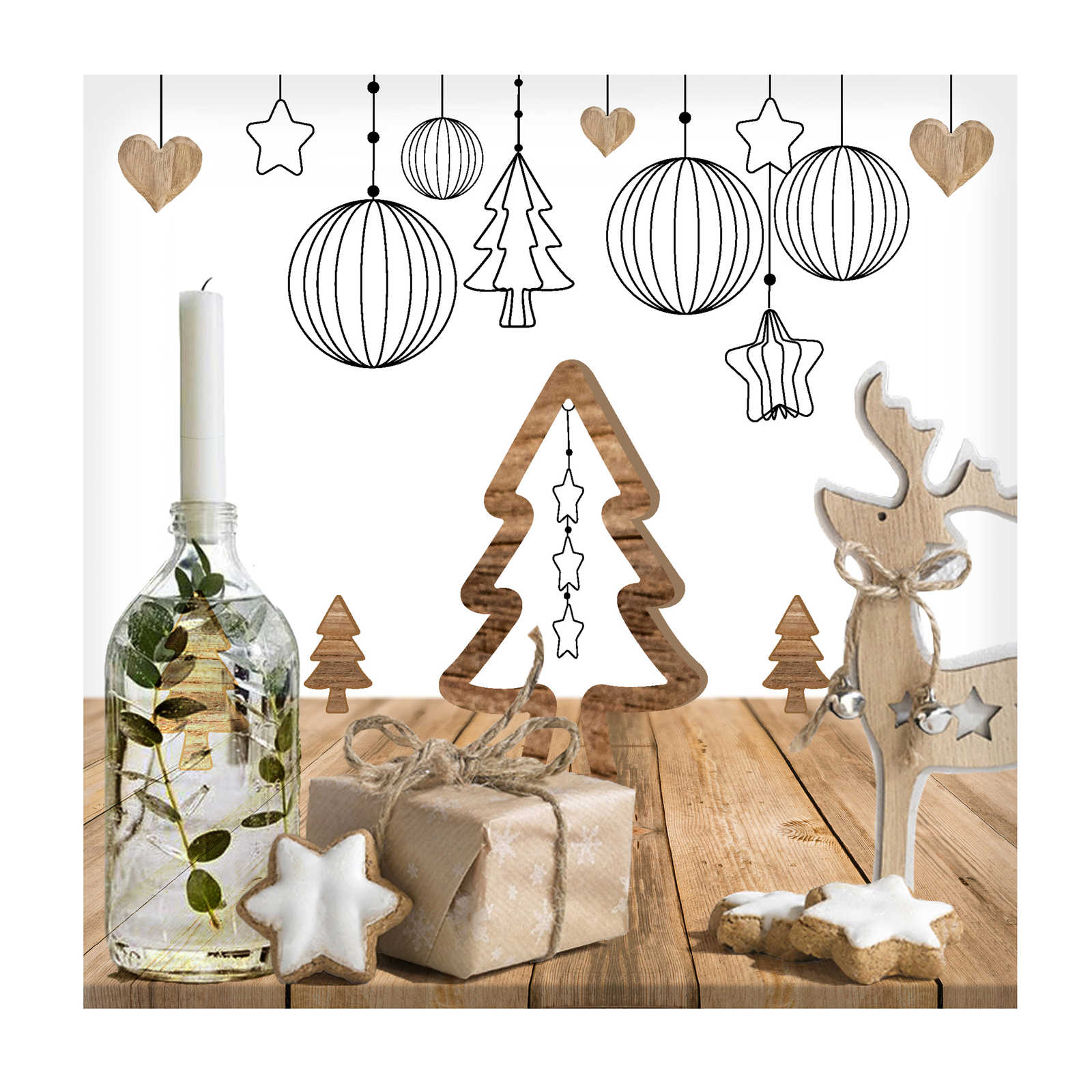 20 Serviettes En Ouate Papier 33x33 Cm Motif Merry Christmas - 3 Plis, Qualité Européenne Pour Tables De Fêtes - 9