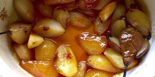 Tajine met peren en saffraan