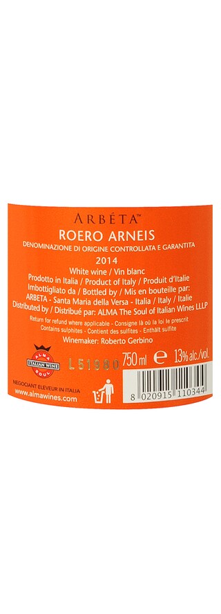 Italie - Italië | Piemonte DOCG | Arbeta Arneis 14 Wit 
