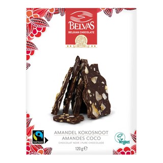 Belvas | Chocolat | Thins Noir | Amandes Coco 120 gr
