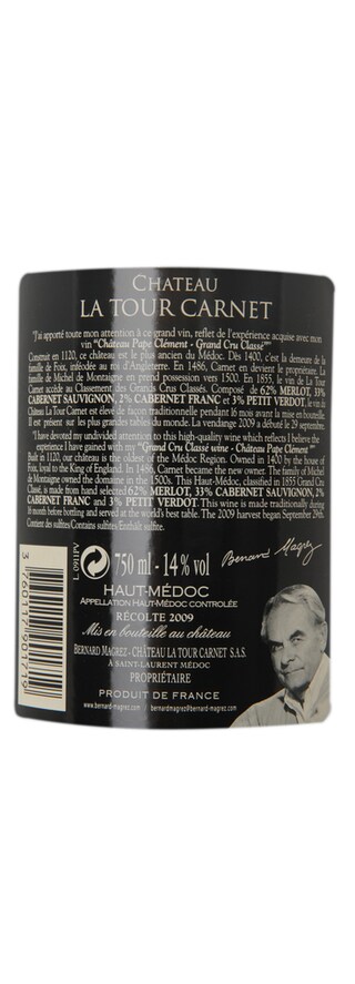 Bordeaux | Haut médoc | Château La Tour Carnet 2009 | Rood 
