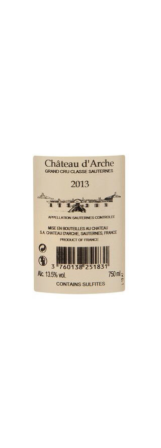 FR BORDEAUX SAUTERNES | Château d'Arche 2013 | Houten Kist 